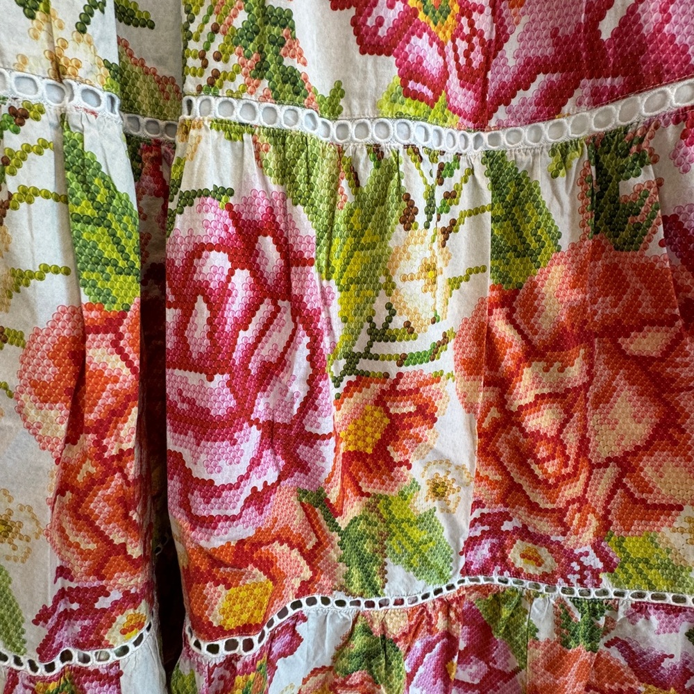 FARM Rio White Maxi Dress with Orange, Pink & Green Floral Print - Picture 6 of 6